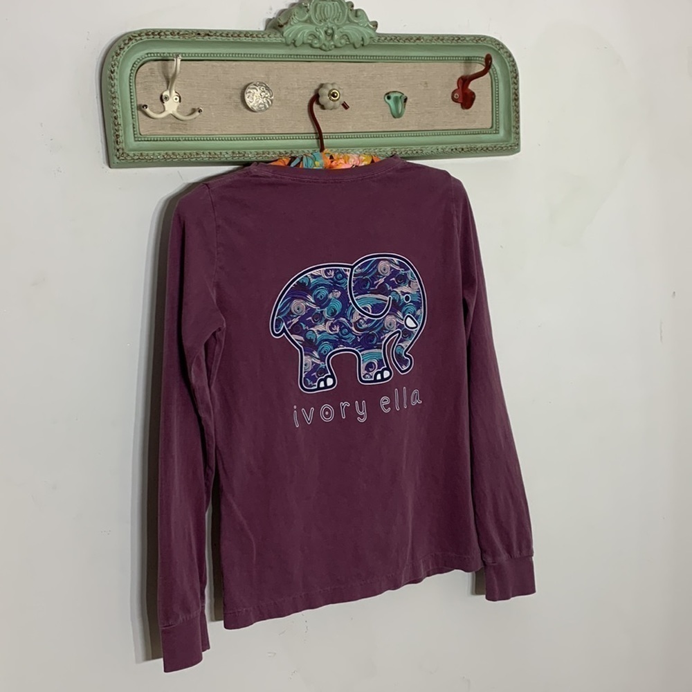 Ivory Ella Stary Night elephant Long sleeve T-shirt purple women’s small